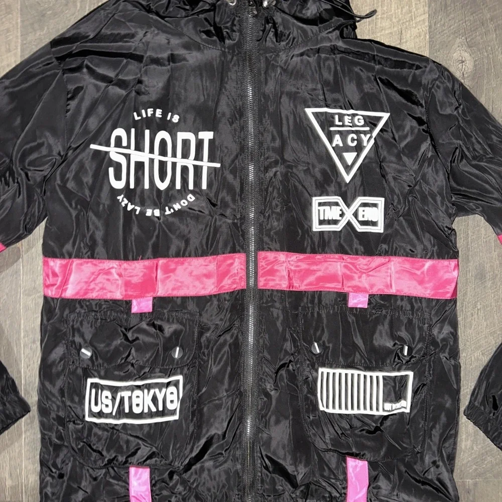 AITFINEISM Men's Lightweight Windbreaker Casual Drawstring Hooded Zip Jackets S - Picture 2 of 5